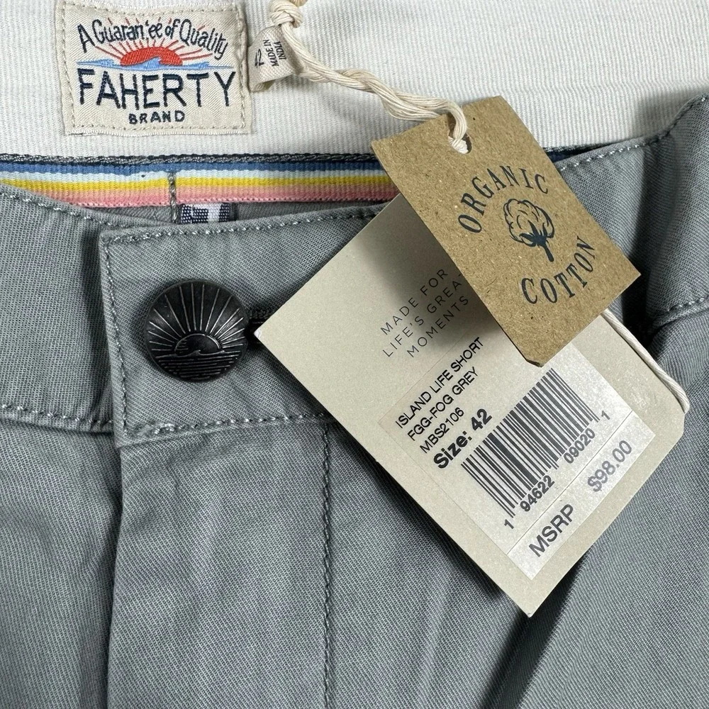 Faherty Island Life Short Fog Grey Men’s Chino Short Size 42 MBS2106 NWT